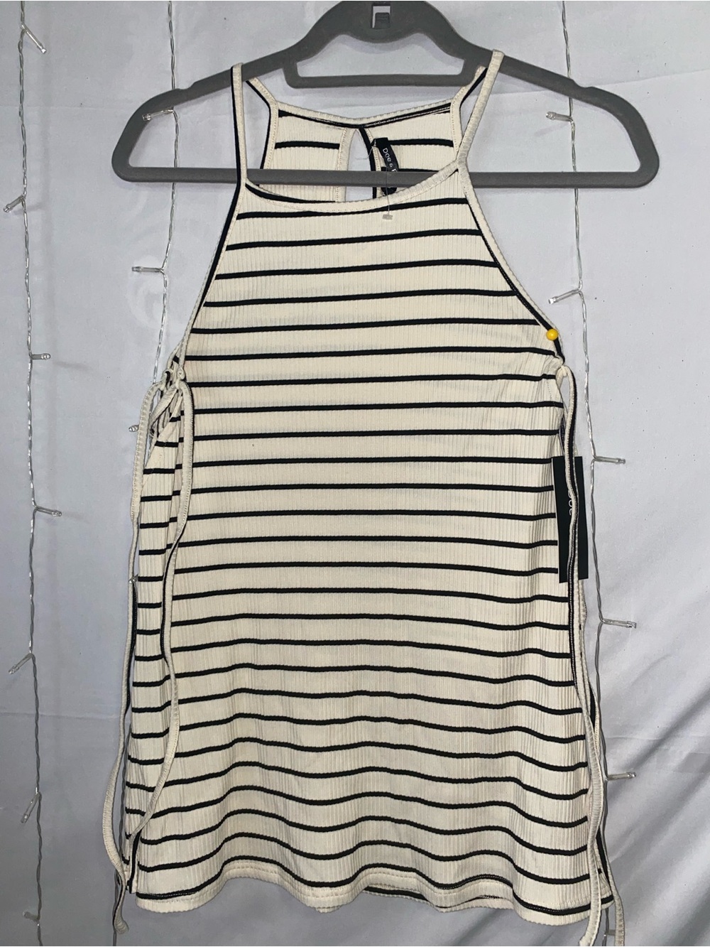 Doe & Rae Ivory and Black Striped Halter Tank